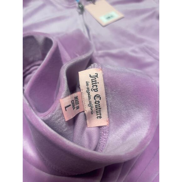 NWT JUICY COUTURE Velour Tracksuit Bling Y2k Hoodie & Pant Violet Tull L - Picture 5 of 6